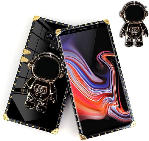 Miniatura 3 de Funda protectora de TPU con soporte oculto de astronauta para Samsung Galaxy Note 9, chapado en 6D, diseño de astronauta, diseño de dibujos