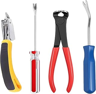 4 Pcs Staple & Nail Puller Tool Kit – Upholstery Staple Remover, Tack Lifter, Nail Puller Pliers & Fastener Remover for Furniture, Floor, Wall, Wood, Car, Photo Frame