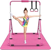 Vista 9 de Tepemccu - Barras horizontales extensibles de entrenamiento con altura ajustable para gimnasia infantil, travesaño infantil plegable