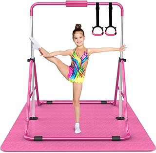 Tepemccu Expandable Gymnastics Bars, Adjustable Height Gymnastic Horizontal Bars, Children Folding Training Bar for Kids