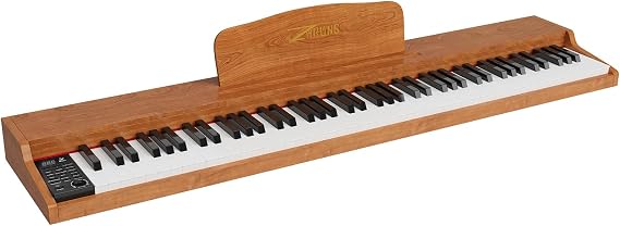 Full Size Electric Keyboard Piano for Beginners Brown, Keyboard Stand X-Shape, Duet Black Piano Bench Wooden