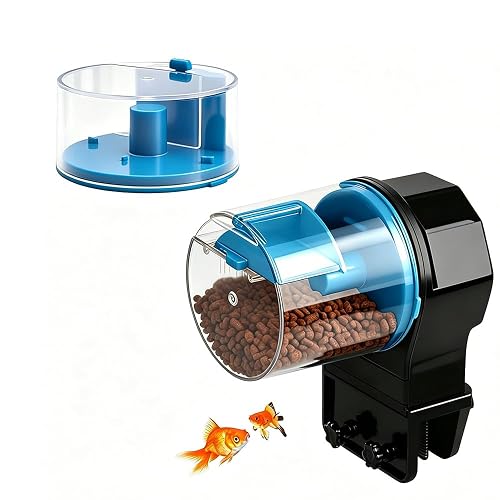 ZIBUYU® Electric Automatic Fish Feeder for Aquariums, Programmable Feeding Dispenser with Adjustable Portions, Reliable Timer, Easy Setup and Consistent Pet Care(Without Battery)