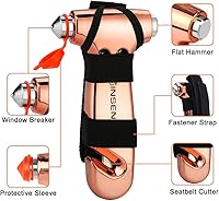 Vista 2 de SENSEN - Cortador de cinturón de seguridad para automóvil, herramienta de emergencia para romper vidrio, kit de escape de martillo de seguridad, 3