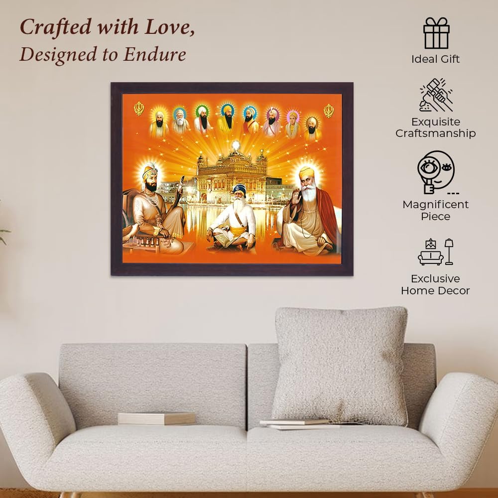 Lord Sikh Guru poster print with frame for Home Decor and Gifting Purpose (229-74)