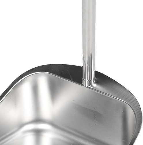 Miniatura 9 de Juego de escoba y recogedor vertical de pie de acero inoxidable de metal escoba para pasillo, vestíbulo, garaje, patio, interior y exterior,