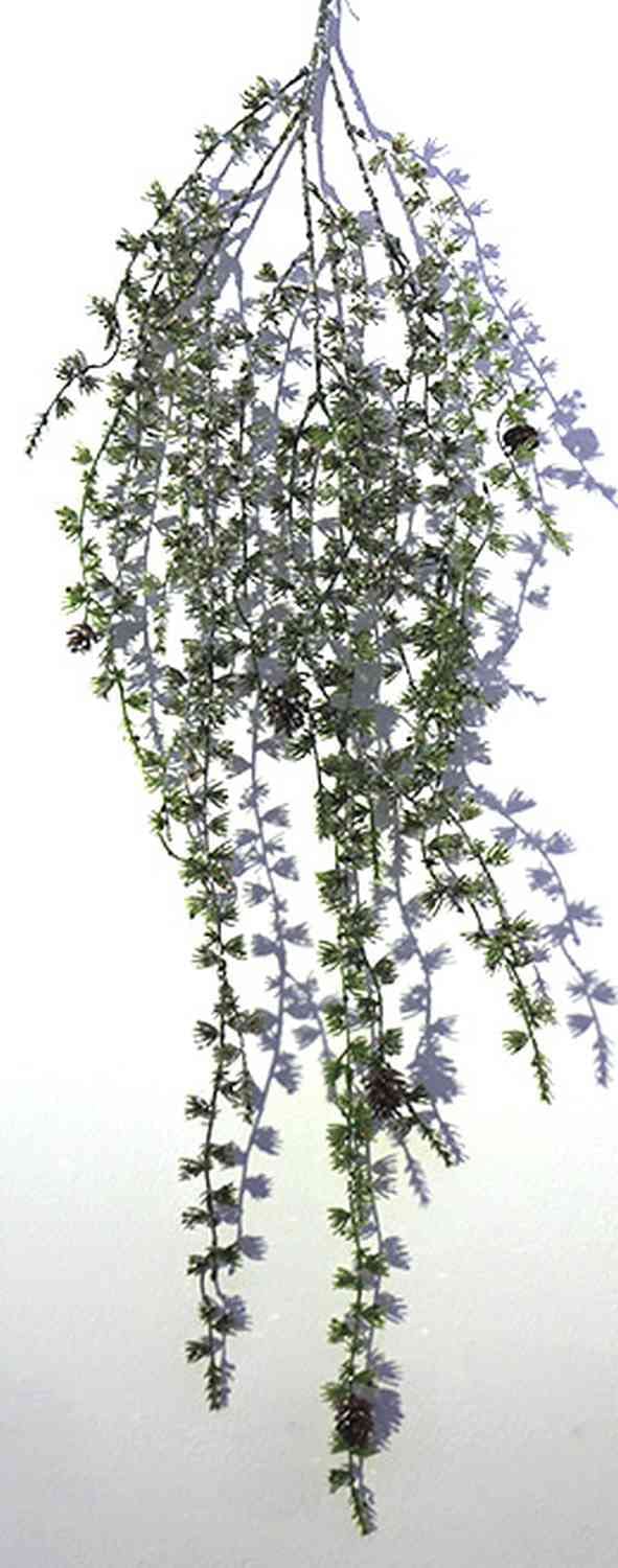 artplants.de Kunst Lärchenzweig Birta mit Zapfen, Glitzer, grün, 120cm - Kunstzweig Lärche