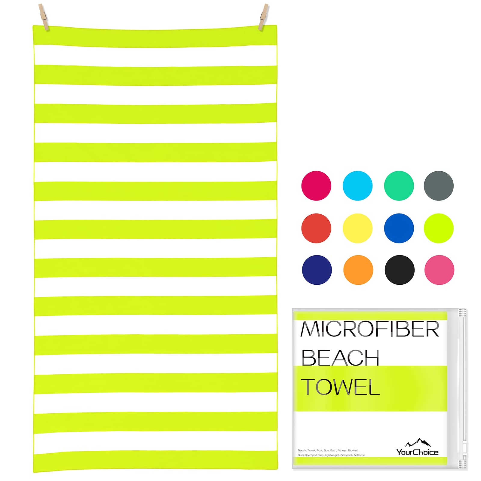Your Choice Microfiber Quick Dry Sand-Free Beach Towel for Adults & Kids (67x35 Inch, 60x30 Inch) - Oversized, Compact, Lightweight, Absorben