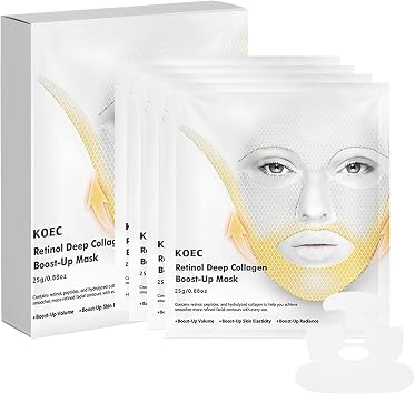 Retinol Collagen Lifting Mask, Deep Collagen Anti-Aging Facial Mask for Glass Glow Skin, Hydrating Overnight Hydrogel Face Mask for lifting, firming, and moisturizing 4 Packs