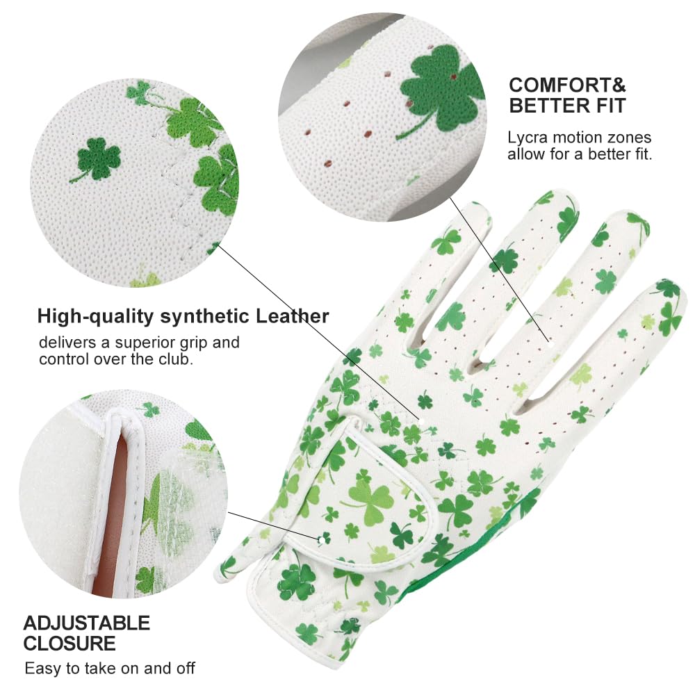 GOLTERS Womens Golf Gloves Left Hand Ladies Golf Glove Worn On Left Hand (White, Medium)