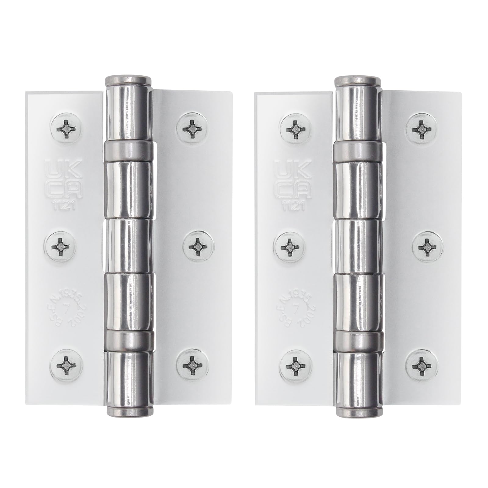 EAI Chrome Door Hinges | 3 Inch / 76mm Polished Chrome Internal Fire Door Hinges | 1 Pair