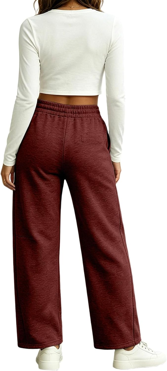 Barrel Sweatpants Women Fall Fashion Drawstring Elastic High Waist Pants Baggy Lounge Comfy Sweat Pants with Pocket