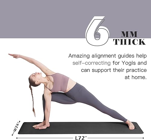 Miniatura 5 de Alfombrilla de yoga antideslizante, esterillas de fitness de pilates, ecológicas, antidesgarros, de 14 de pulgada de grosor, esterillas de yoga para