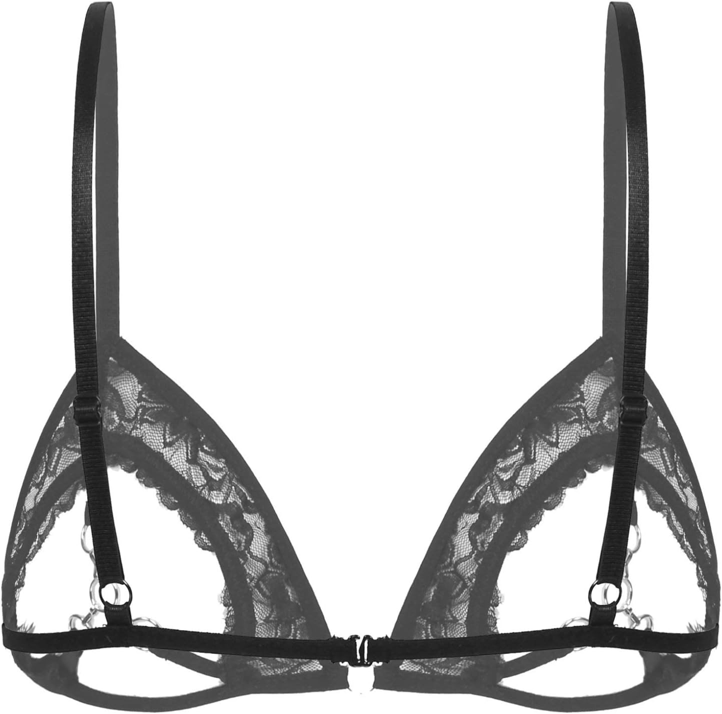Linjinx Women's Sheer Unlined Open Nipple Bra Underwear Hollow Out Wireless Bra Tops