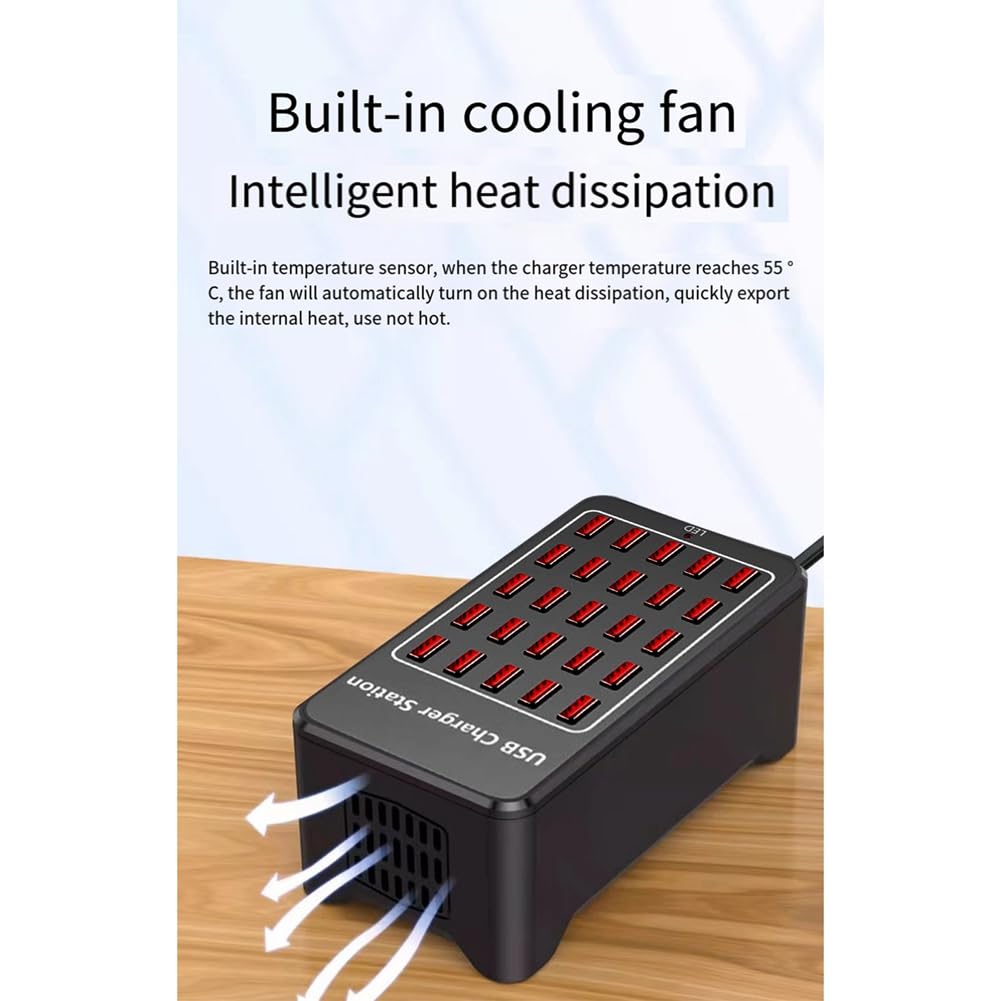 Caricabatterie USB A 25 Porte HUB 150W, Stazione di Ricarica Veloce Universale da Parete per Cellulare, Adattatore di Alimentazione A Spina Europea