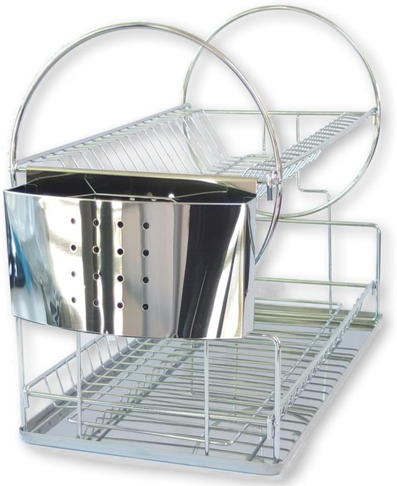 HC Handel 936092 Stainless Steel Dish Rack, 2 Tier, 24 x 24 x 44 cm Silver