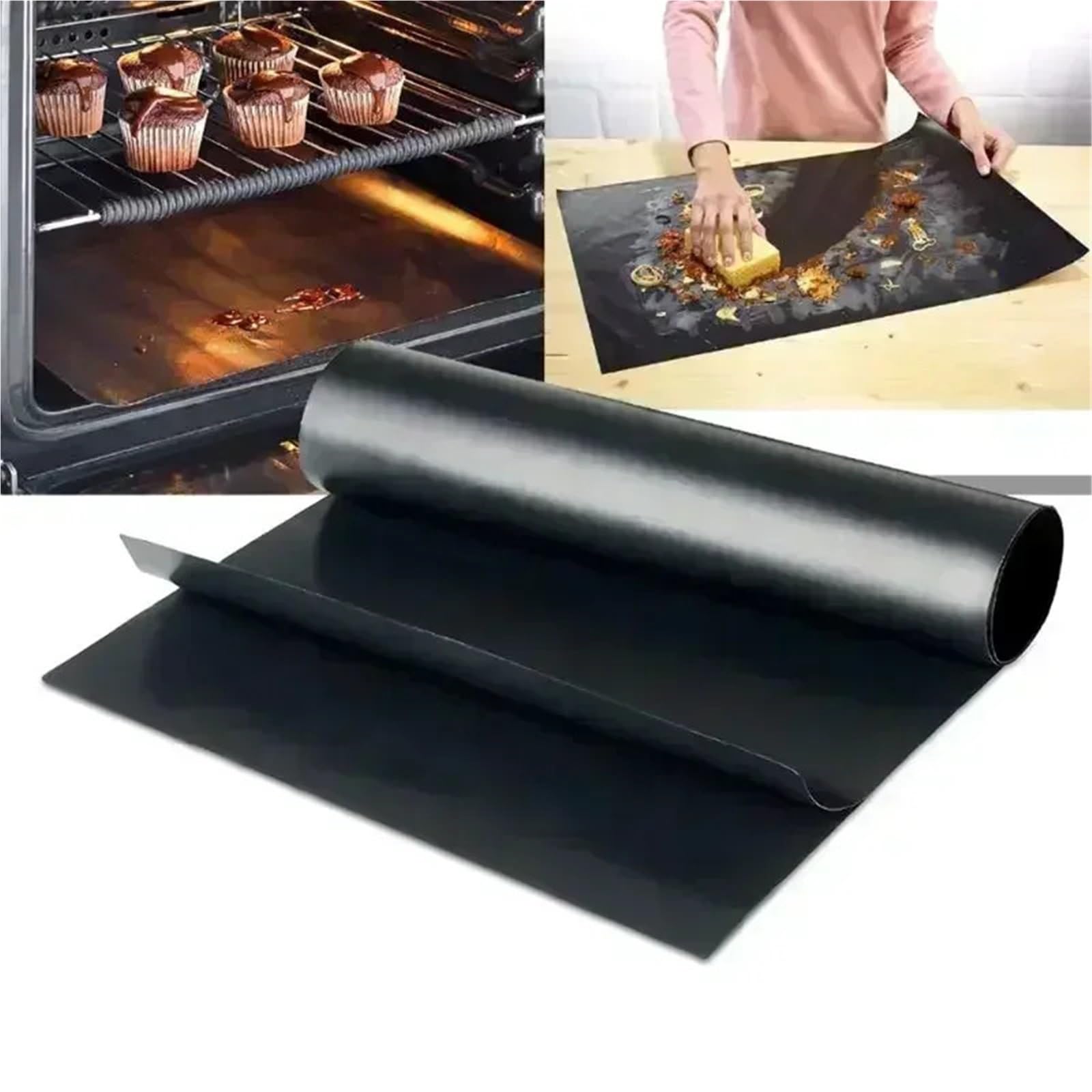 Ofenmatte 4 Stück 33 x 40 cm wiederverwendbare Antihaft-BBQ-Grillmatte 0,08 mm dicke Backeinlagen Kochpad Mikrowellenherd-Matte