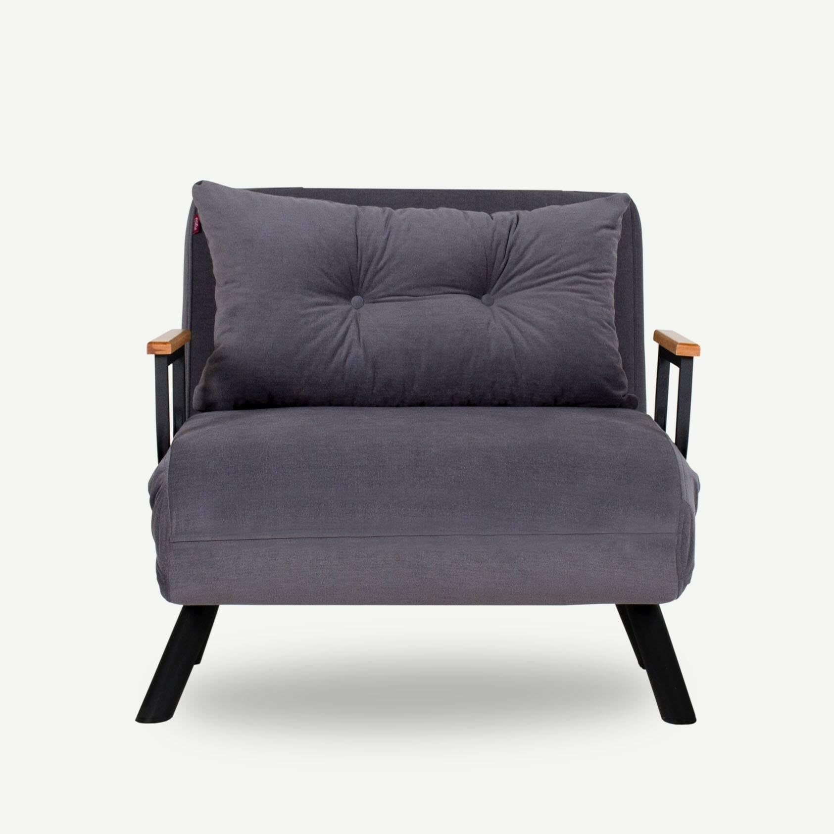 Dmora - Sillón Quaoar, Asiento Acolchado, Sofá Individual en el salón, Silla con reposabrazos, 60x78 h78 cm, Gris