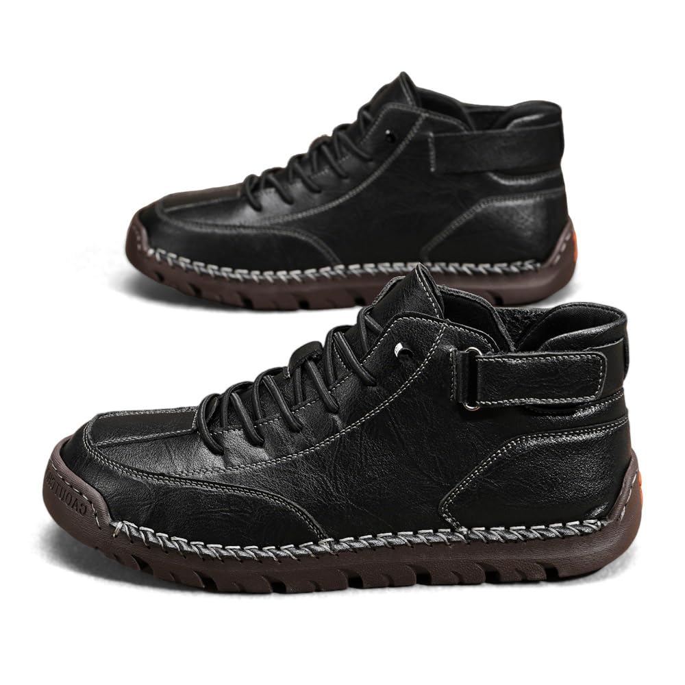 Mens Comfortable Leather Chukka Boots Supportive Ankle Booties for Everyday Walking and Style