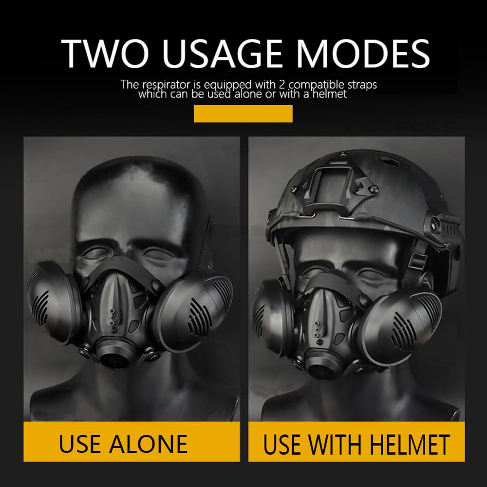 ACEXIER Masque respiratoire Tactique de Protection Fast Demi-Visage Masque à gaz pour Militaire, Paintball, Airsoft, Chasse, CS Fourmis, modélisation
