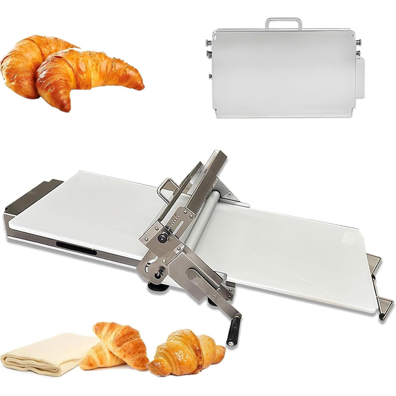 Laminadora Plegable de Acero Inoxidable, Machine à Pâte Feuilletée, Laminoir à Pâtisserie, équipement de Boulangerie Commercial à épaisseur Réglable