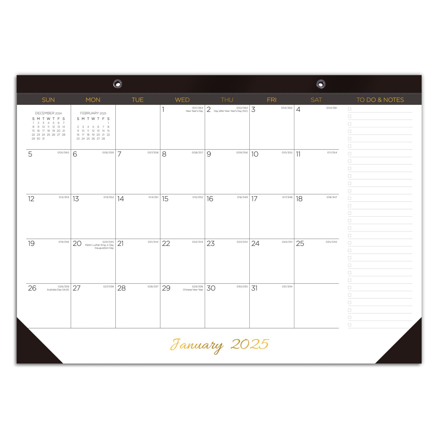 Desk Calendar 2025, 12 Months from January 2025 to December 2025, 17" x 12" Large Monthly Desk Pad Calendar for Planning & Organizing, Desktop/Wall Calendars for Home School Office