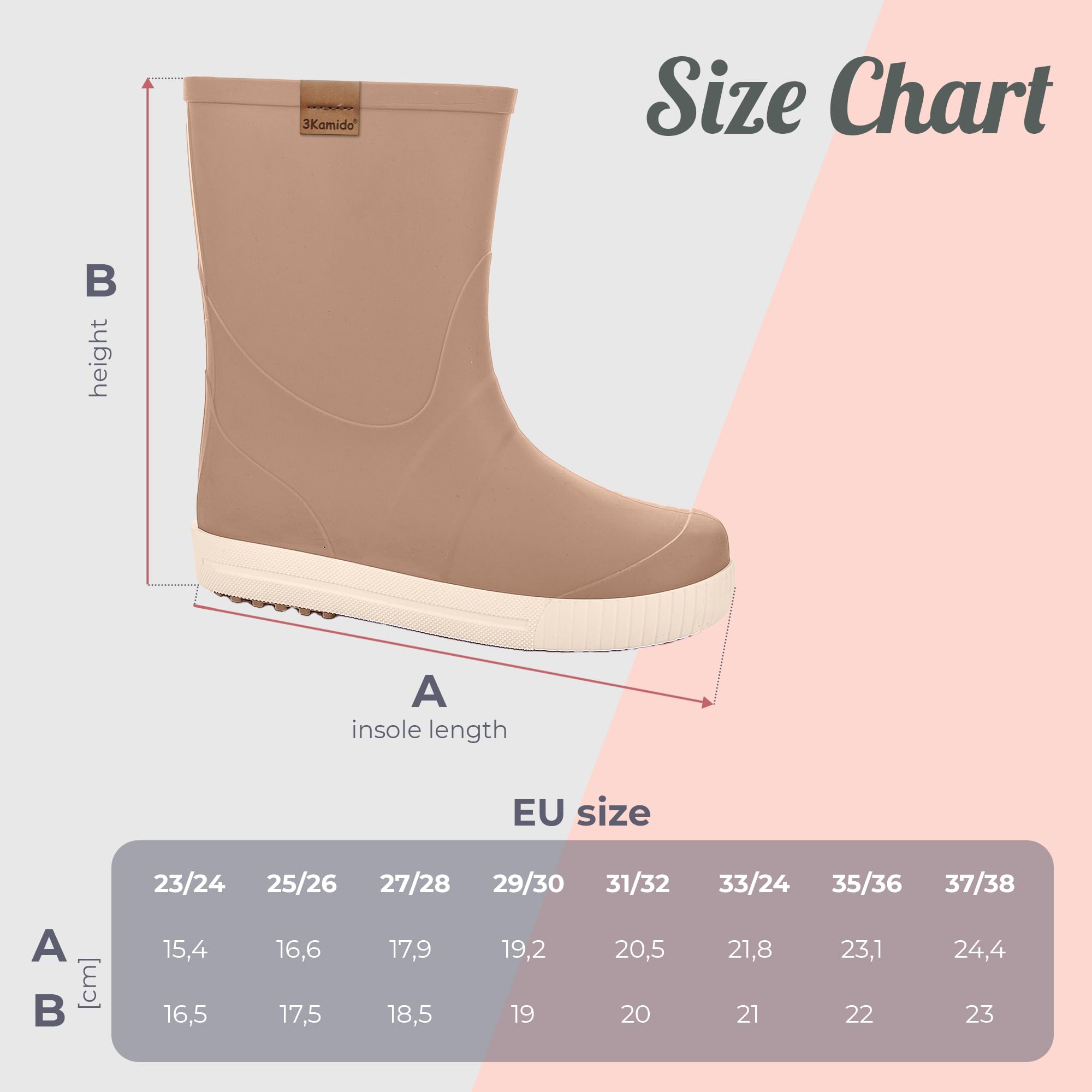 GoStyle Gummistiefel - sehr stylische und elegante Kindergummistiefel, komfortabel und modisch, mit 3M Reflektorband, antibakterieller Innensohle und rutschfester Sohle
