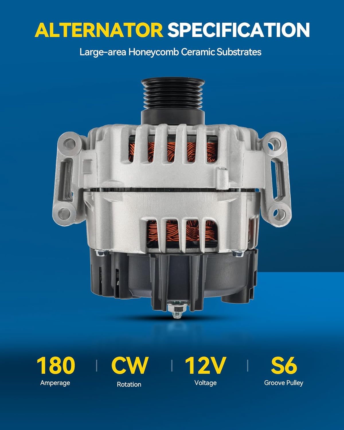 PHILTOP Alternator Compatible with 2008-2011 ML350 3.5L; R350 3.5L; ML550, 2008-2012 GL450; GL550, 2009-2015 G550, 2010-2011 SLK350 Replacement 11455N 12V 180Amp CW 6-Groove Pulley