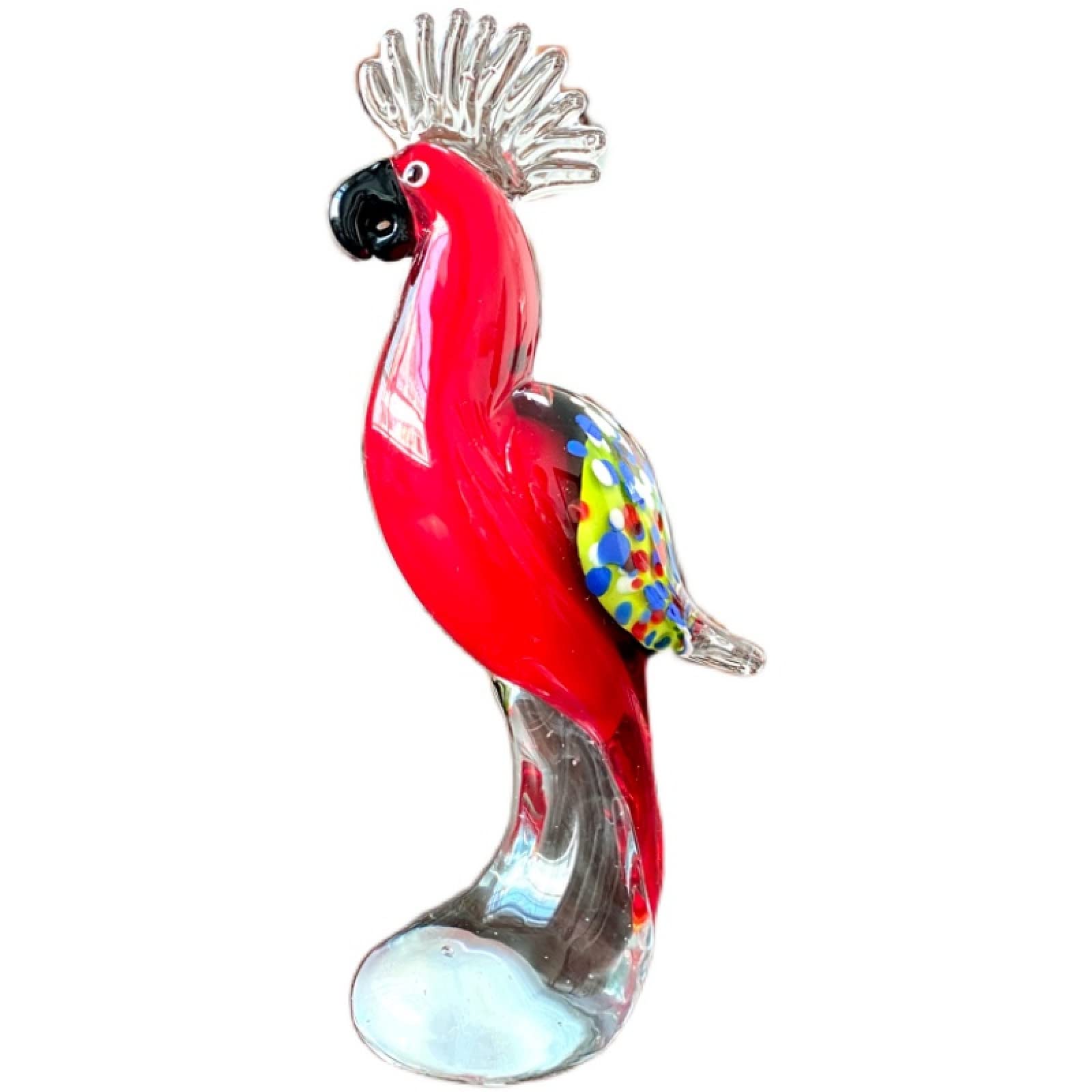Decrzpb Red Handmade Glass Parrot Bird Figurine Blown Crystal Glass Glaze Paperweights Gift For Christmas Home Decor Table Ornament