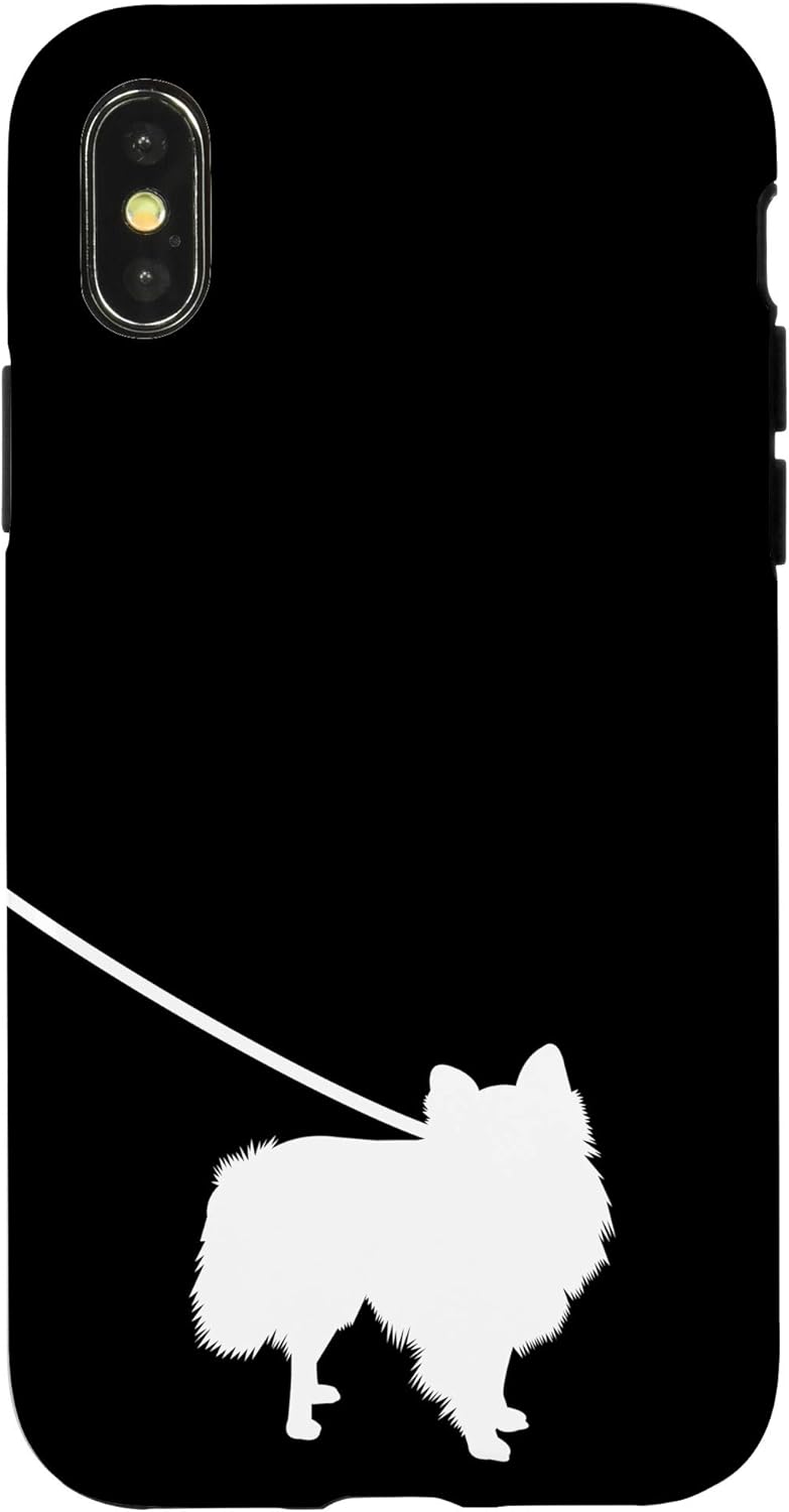 Amazon Com Iphone Se 7 8 Pomeranian Pom Pom Dog Cell Phone Case On Leash Cute Black Case