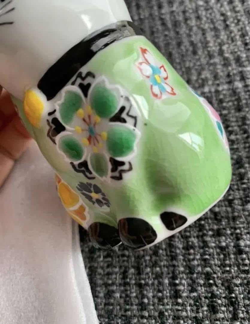 招き猫 重ね桜 グリーン イエロー ペア kokuzougama Amazon.co.jp