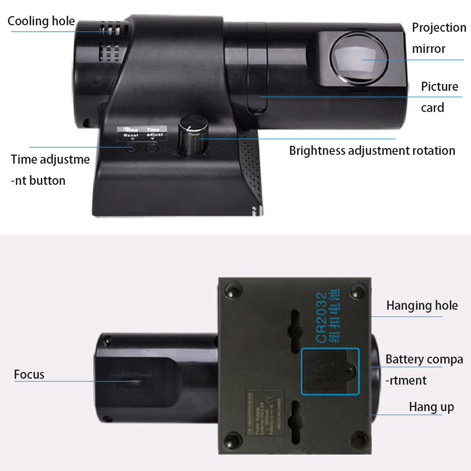 Orologio con Proiezione per Camera da Letto, Proiezione su Parete a Soffitto, Orologio con Proiettore con Telecomando, Orologio per Camera da Letto e Soggiorno,White