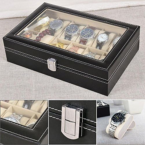 12 Watch Display Box Case Faux Leather
