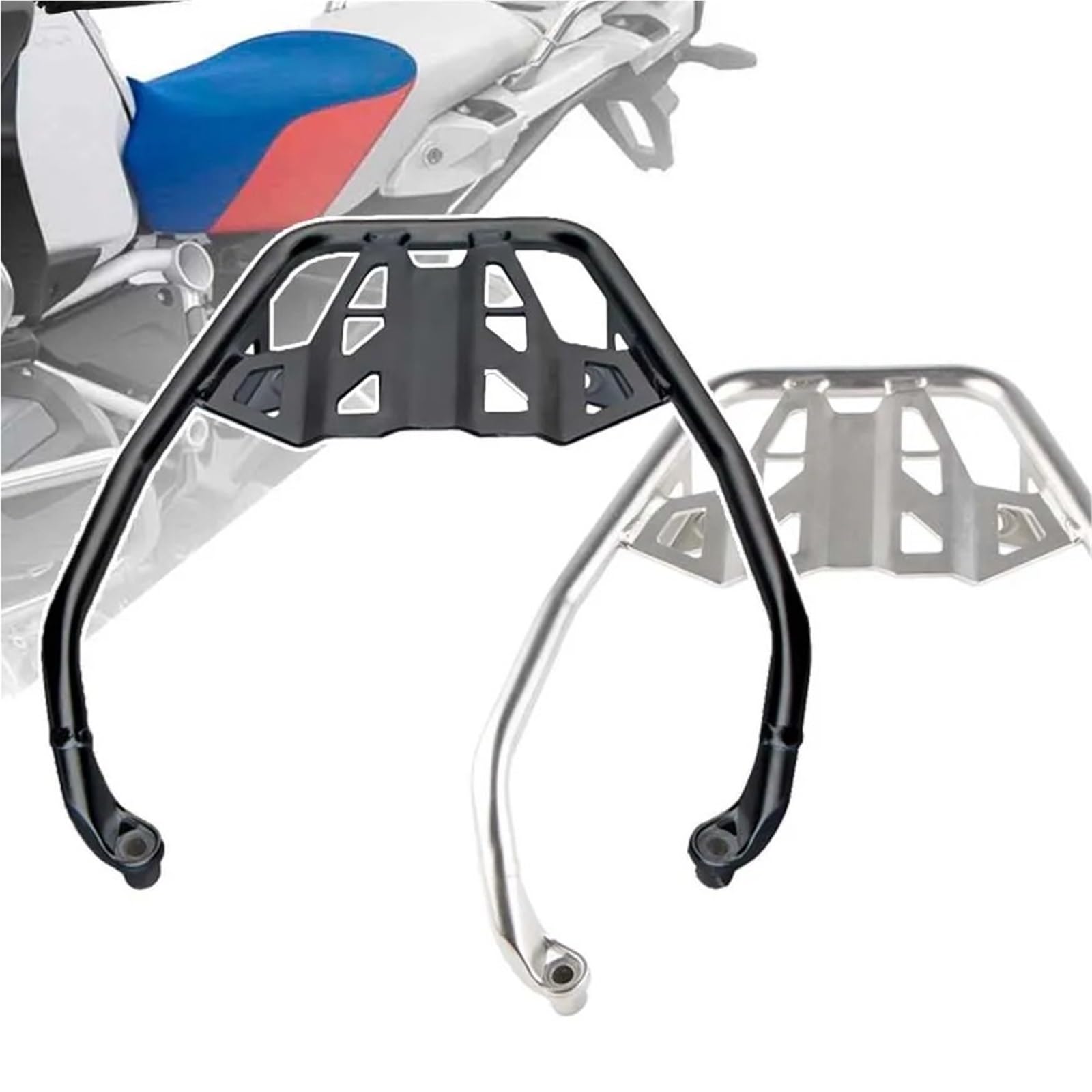 Półka na bagaż motocyklowy Pasuje do BMW R1200GS R1250GS LC ADV GS1250 Adventure 2014-2023 Tylny bagażnik górny uchwyt bagażnika ze stali nierdzewnej(Silver)
