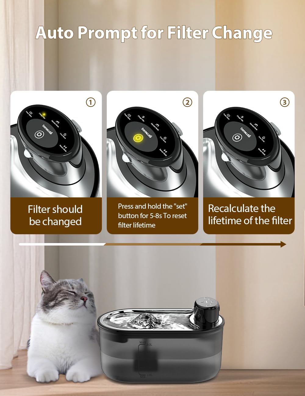 Ersatzfilter für TOMXCUTE Katzenbrunnen edelstahl, 16 Stück Kohlefilter und 8 St