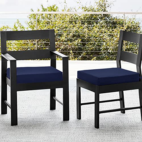 Wellsin Outdoor Chair Cushions For Patio Furniture - Patio Chair Cushions Set Of 4 - Waterproof Square Corner Outdoor Seat Cushions 18.5"X16"X3", Navy #TOP6