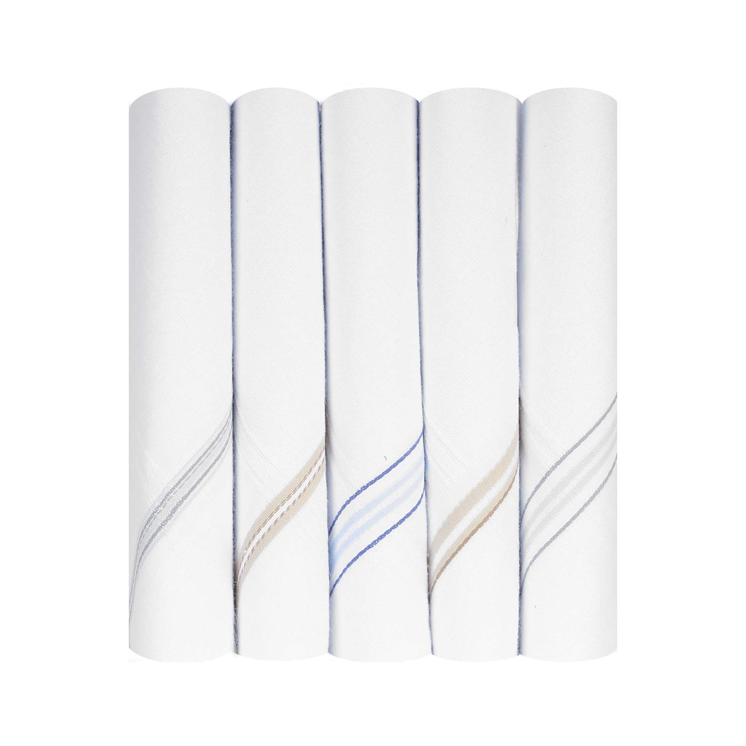 Men's Premium 100% Pure Cotton Handkerchief White Base Colored Border