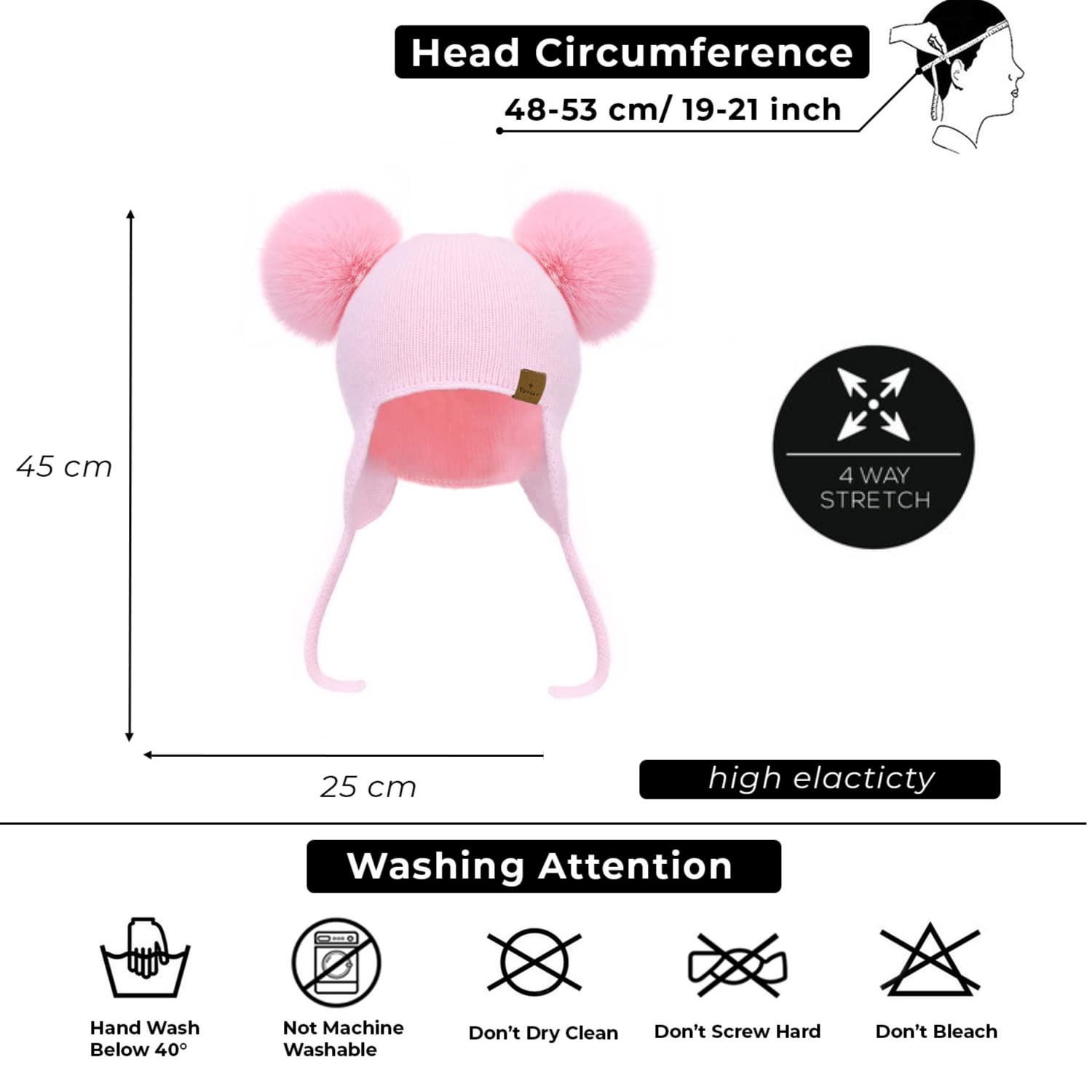 Upstar Kinder Beanie 100% Kaschmir mit Zwei Bommeln für Winter Herbst Frühling Unisex kindermütze für Jungen und mädchen Kinder mütze