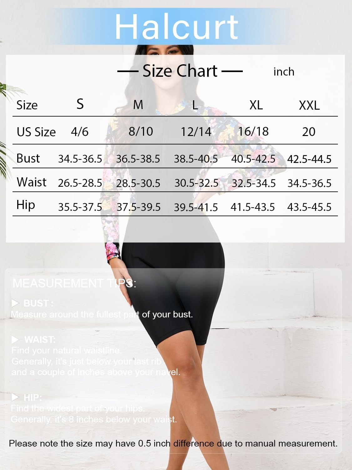 Halcurt Women's Boyleg One Piece Rash Guard with Built in Bra Zip Front UPF50+ Long Sleeve Full Body Surfing Swimsuit - Image 6