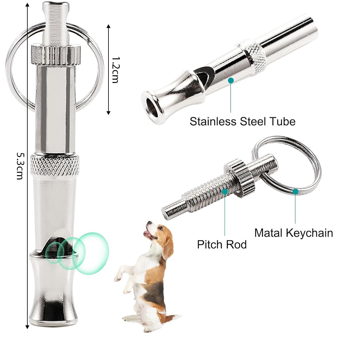 2 Pcs Sifflet pour Chien avec lanière, Sifflet pour Compagnie en Acier Inoxydable à fréquence réglable, Sifflet à ultrasons Professionnel pour l'entraînement et Le contrôle des aboiements
