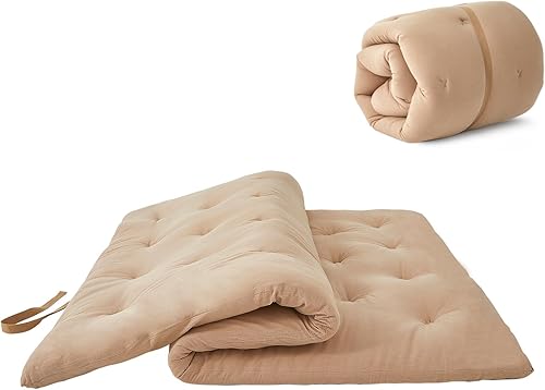 ZonLi Colchón futón de tamaño matrimonial de 54 x 80 pulgadas, 100% algodón de espuma viscoelástica, tapete plegable de tatami, almohadilla portátil