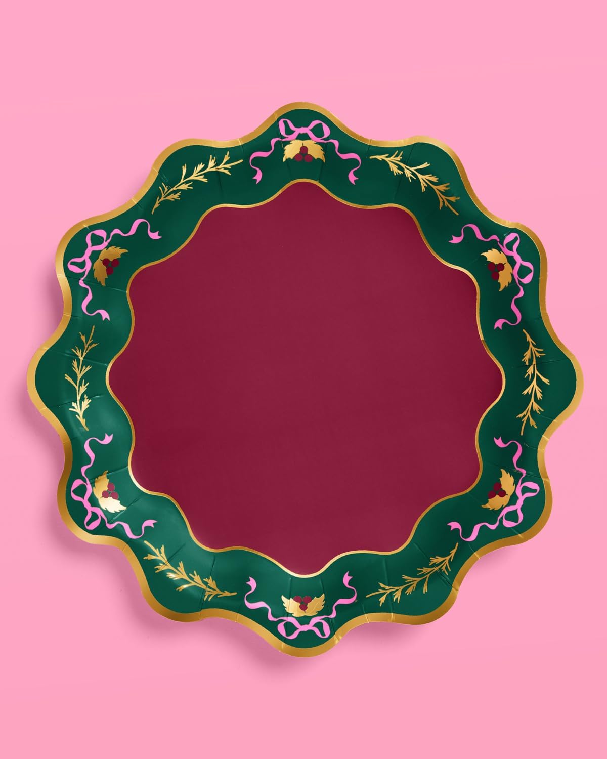 xo, Fetti Tis the Season Plate Set - 32 plates | Christmas Party Plates, Wavy Edge, Gold Foil, Red Green, Holiday Tableware, Dessert & Dinner, Festive Decor, Girly Glam
