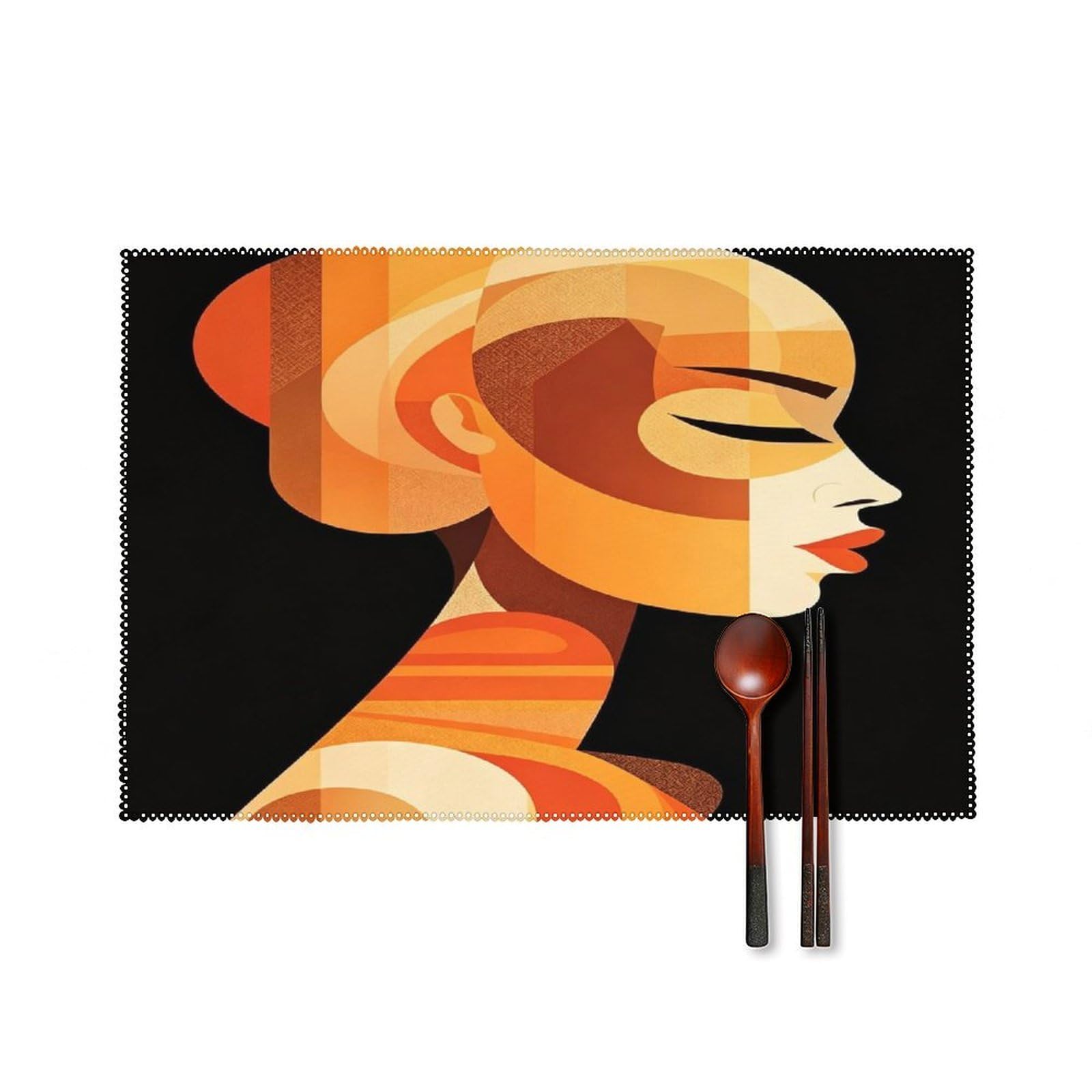 Fekiloot Style Woman Illustration Placemats Set Of 6,Table Mat