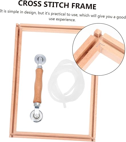 Miniatura 6 de EXCEART Equipo robusto portátil elegante del bordado del soporte del marco de la puntada de cruz del marco de la costura de madera