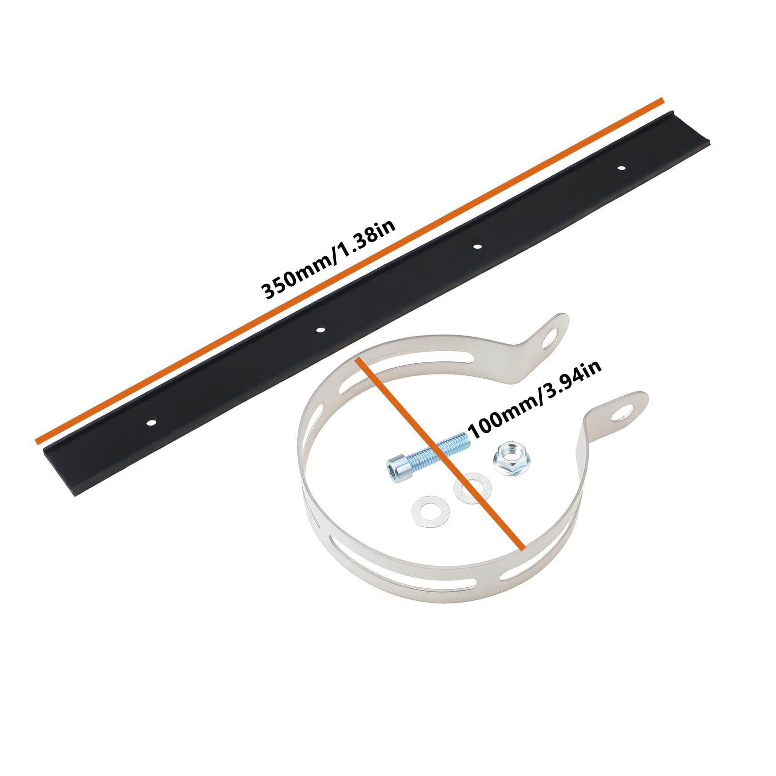 1Set Collier de Fixation pour Échappement Moto 100mm avec Bande Caoutchouc Boulon Écrou pour Monter Tubulure Ronde 86mm
