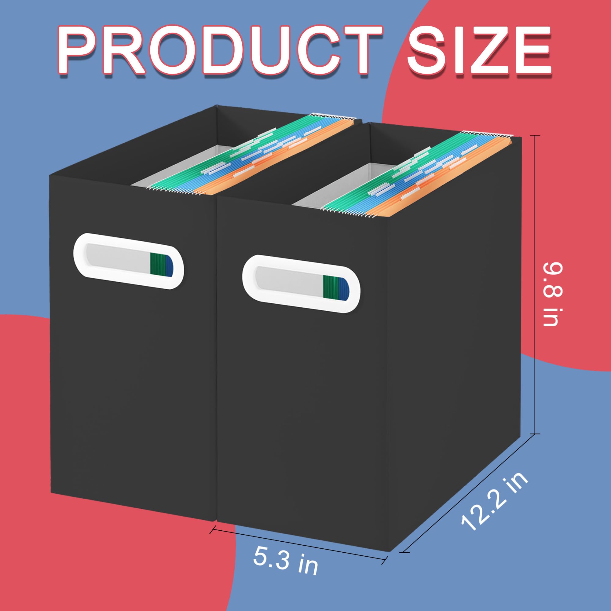 VZCPYTPM Confezione da 5 scatole organizer in cartone nero, portatili, da appendere, con manico, pieghevoli, per ufficio, scuola, casa