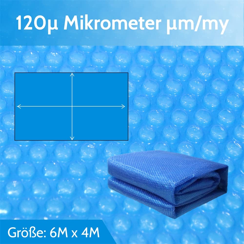 Melko Film solaire pour piscine - 600 x 400 cm - Pour une conservation efficace de la chaleur - Avec œillets - Bleu - En PVC