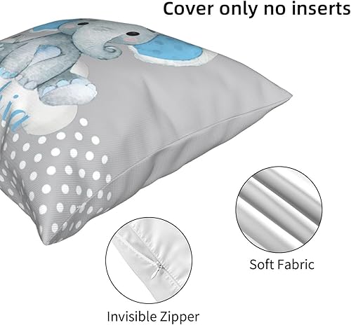 Miniatura 9 de Fundas de almohada personalizadas con nombres de elefante, fundas de almohada personalizadas, fundas de almohada de tamaño estándar 16 x 16 pulgadas