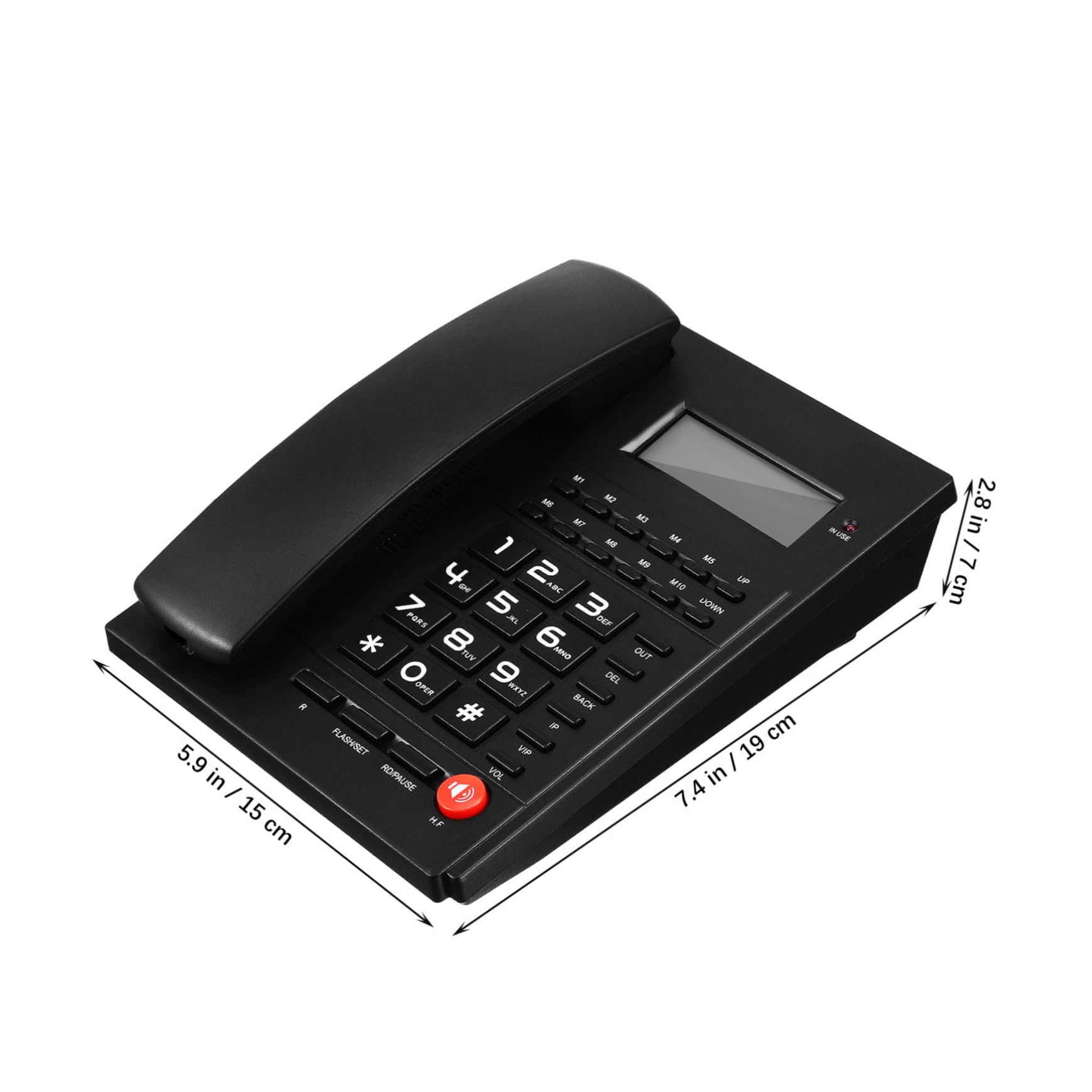 Lurrose Telefono da Scrivania Cablato L-13 in ABS Nero Display