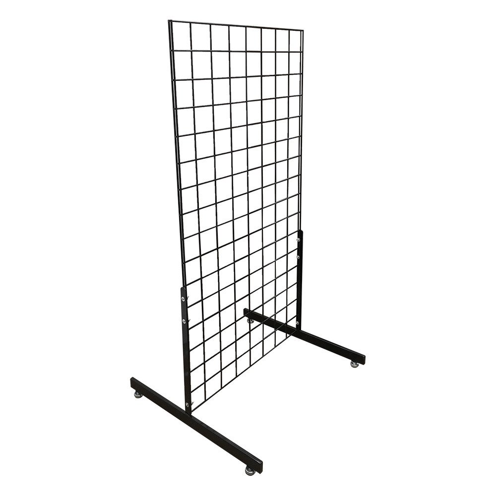Prolinemax 3 Pc Gloss Black Gridwall Panels 2' x 4' T-Leg Stands Display Hanging Fixture