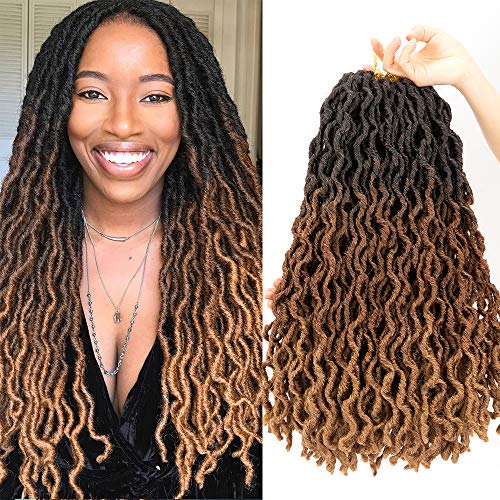 Gypsy Locs Crochet Hair - 6 Packs Faux Locs Crochet Hair 18 Inch Wavy Crochet Locs Ombre Gypsy Locs Crochet Braids Nu Faux Locs Crochet Braids Bo Locs Crochet Hair (Color: #1B/30/27)